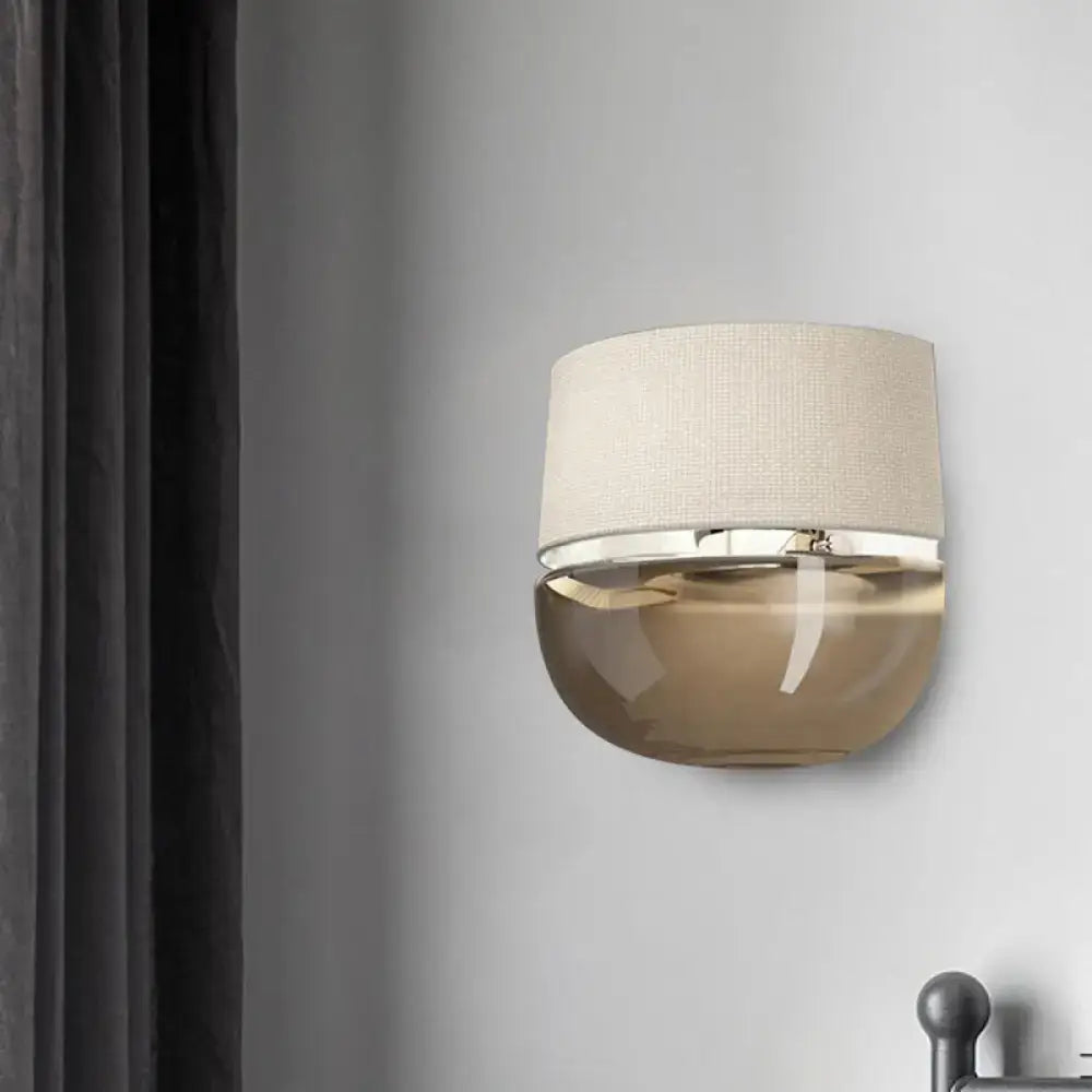 Modern arched beige & amber wall sconce bedroom tan glass light