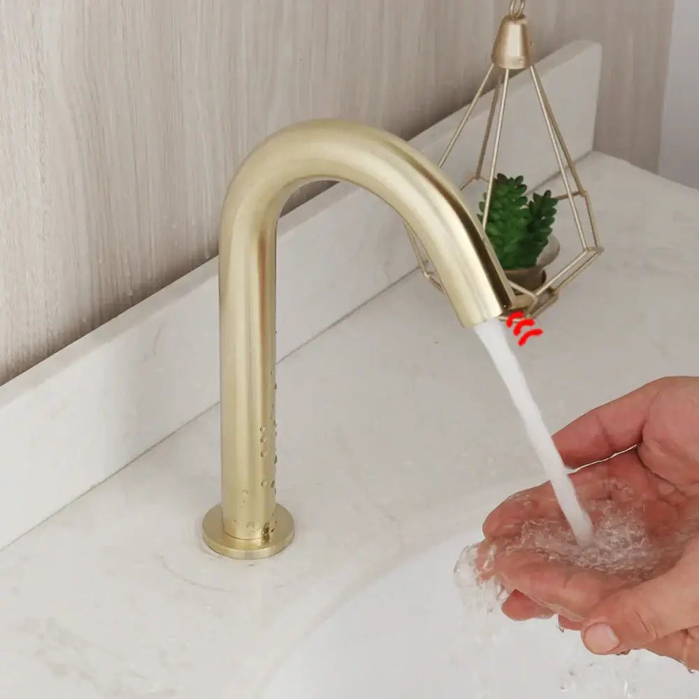 Modern arched brushed gold sensor basin faucet bathroom mixer tap