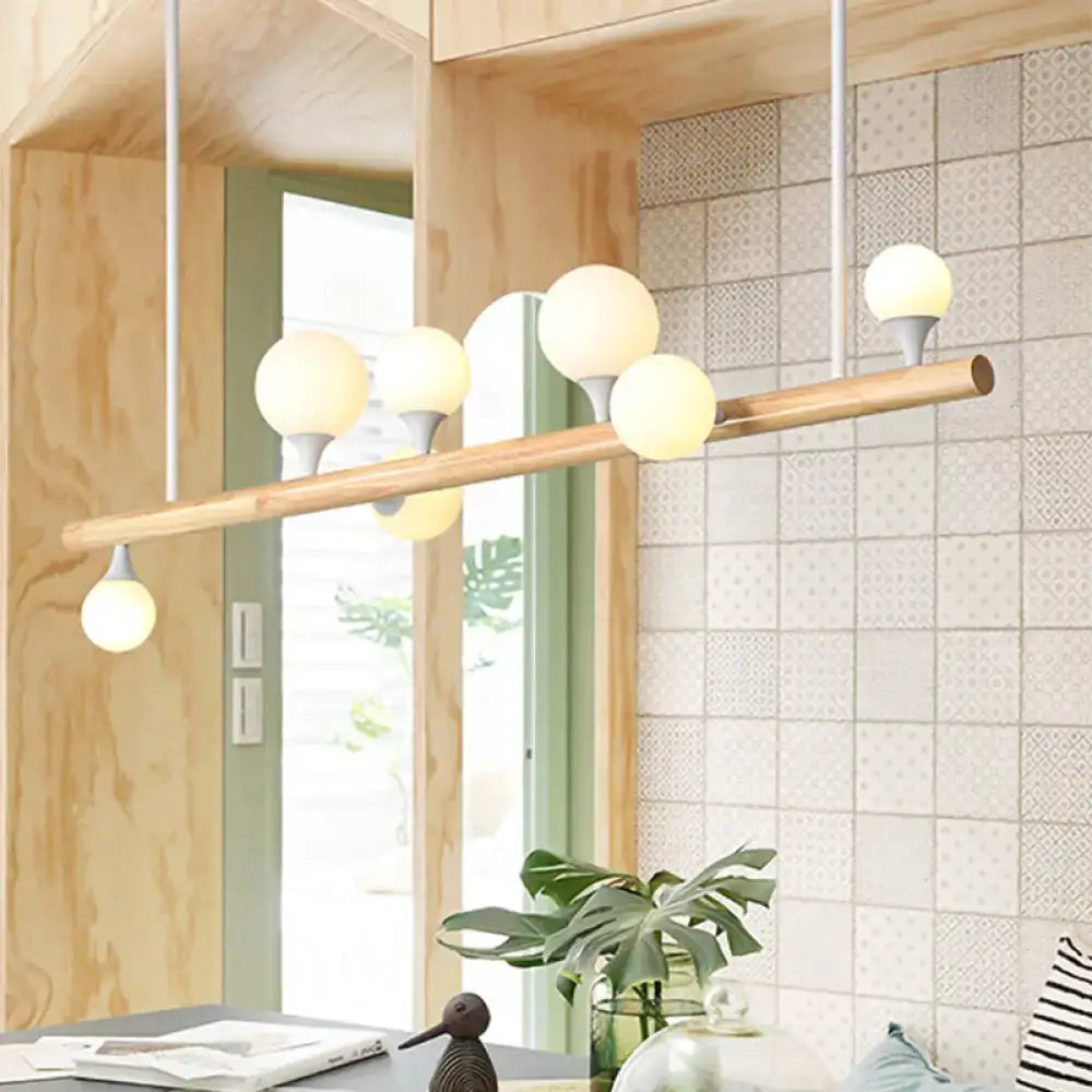 Modern asian wood hanging ceiling light for dining room
