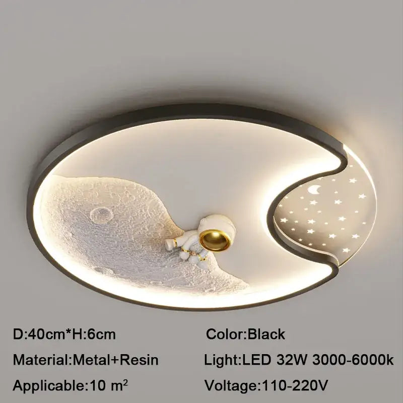 Modern astronaut moonlight led ceiling light for kids bedroom
