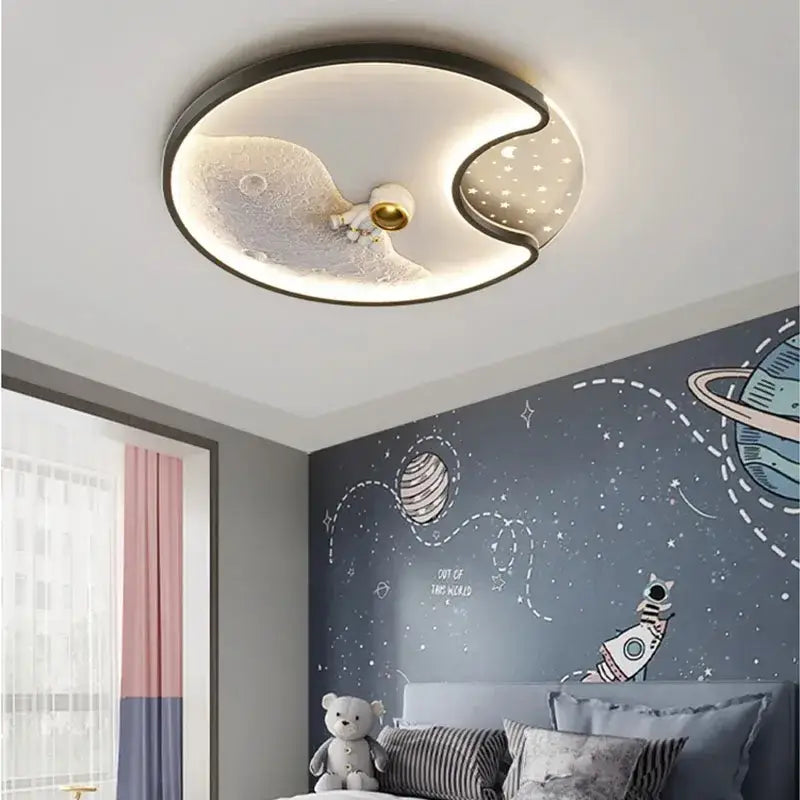 Modern astronaut moonlight led ceiling light for kids bedroom
