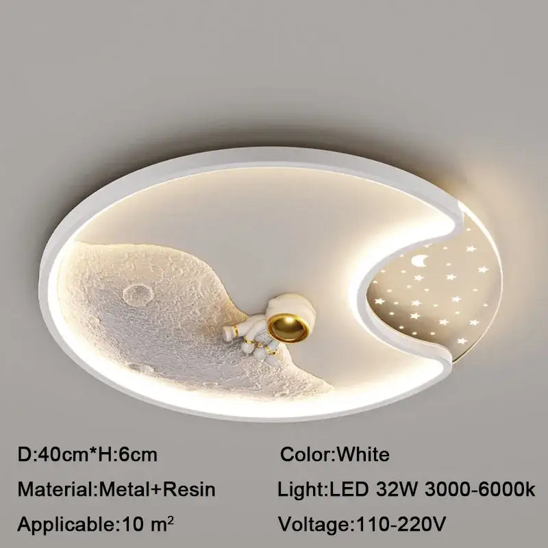Modern astronaut moonlight led ceiling light for kids bedroom