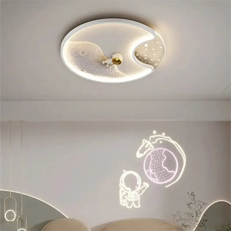 Modern astronaut moonlight led ceiling light for kids bedroom