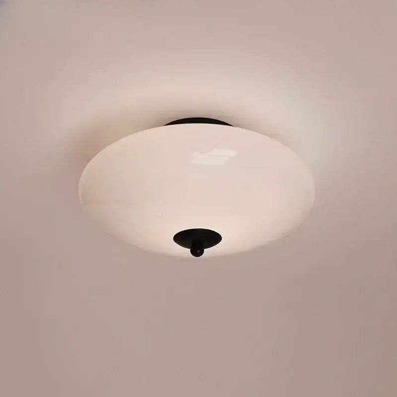 Modern bauhaus cream white glass ceiling lamp bedroom brass light