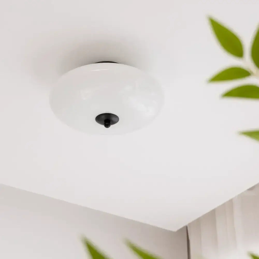 Modern bauhaus cream white glass ceiling lamp bedroom brass light