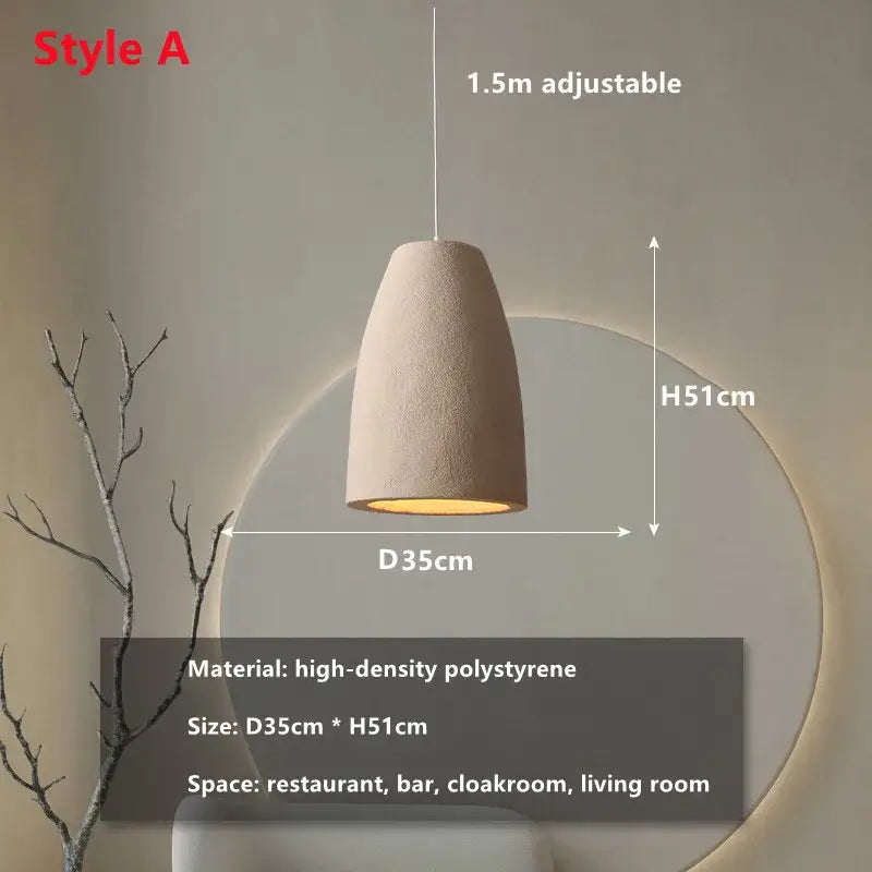 Modern beige cement led chandelier bedroom pendant light