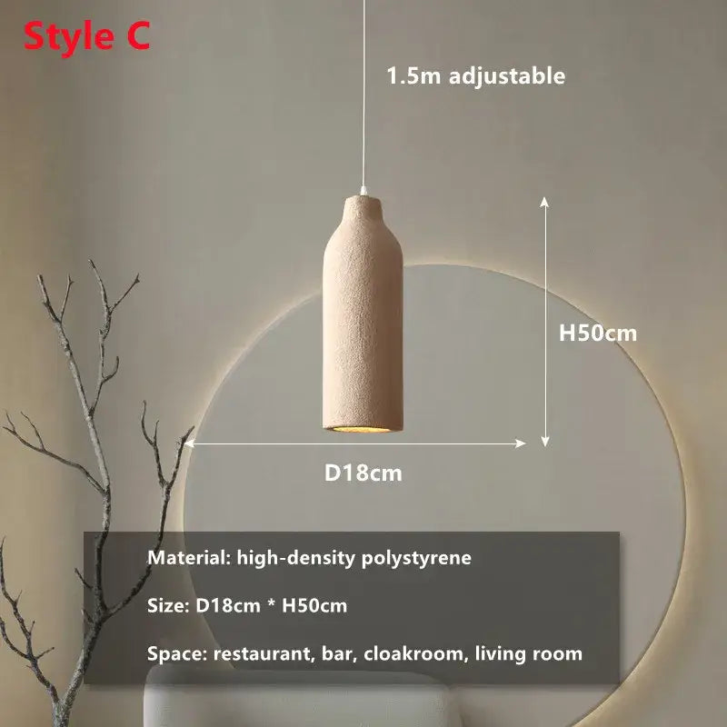 Modern beige cement led chandelier bedroom pendant light