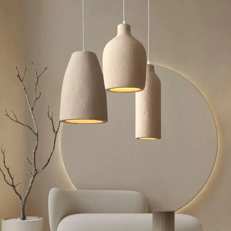 Modern beige cement led chandelier bedroom pendant light