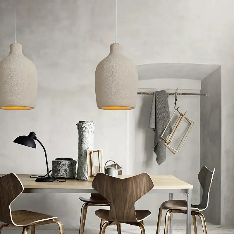 Modern beige cement led chandelier bedroom pendant light
