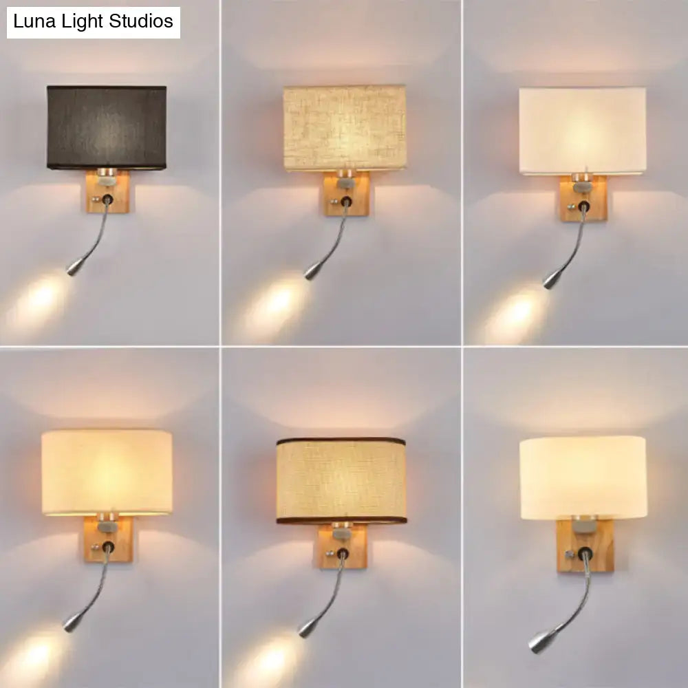 Modern beige fabric bedside reading lamp bedroom 5 inch fixture
