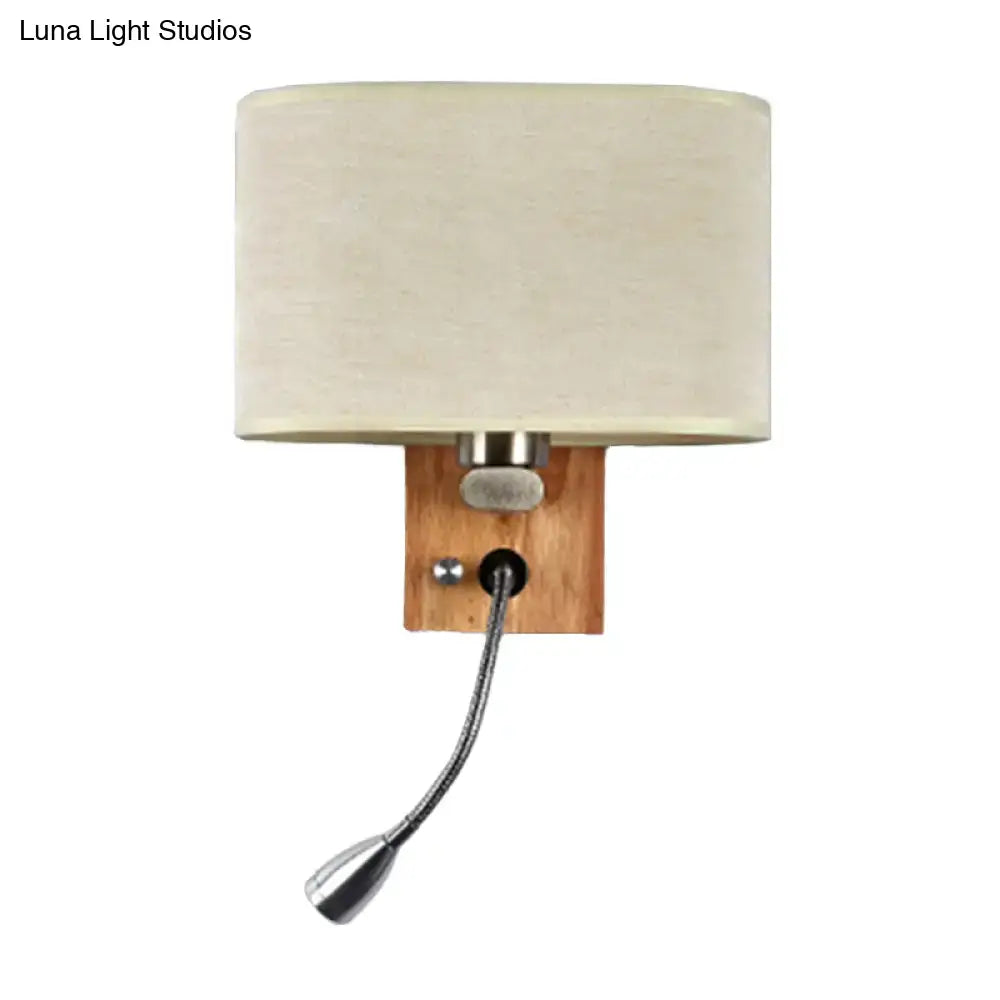 Modern beige fabric bedside reading lamp bedroom 5 inch fixture