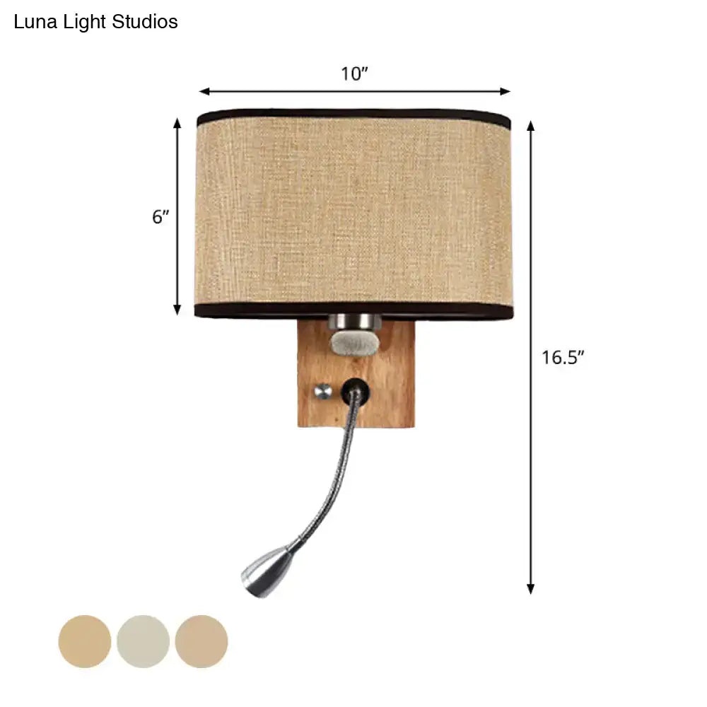Modern beige fabric bedside reading lamp bedroom 5 inch fixture