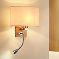 Modern beige fabric bedside reading lamp bedroom 5 inch fixture