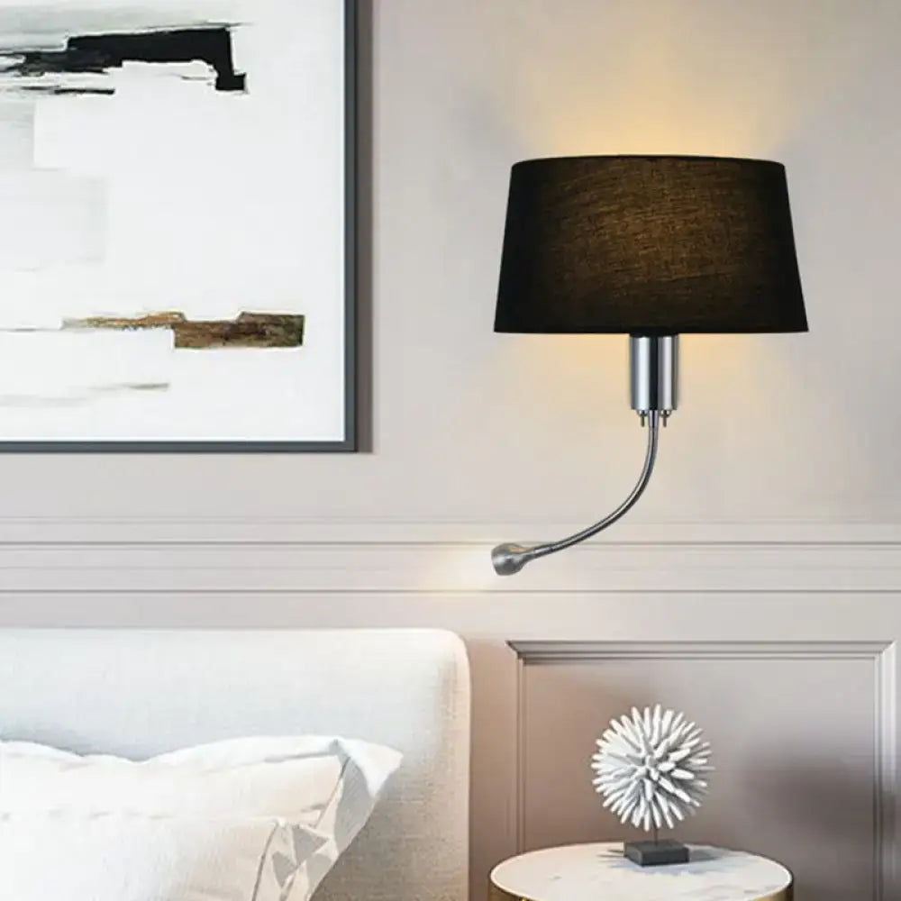 Modern beige fabric flush wall sconce bedroom reading light