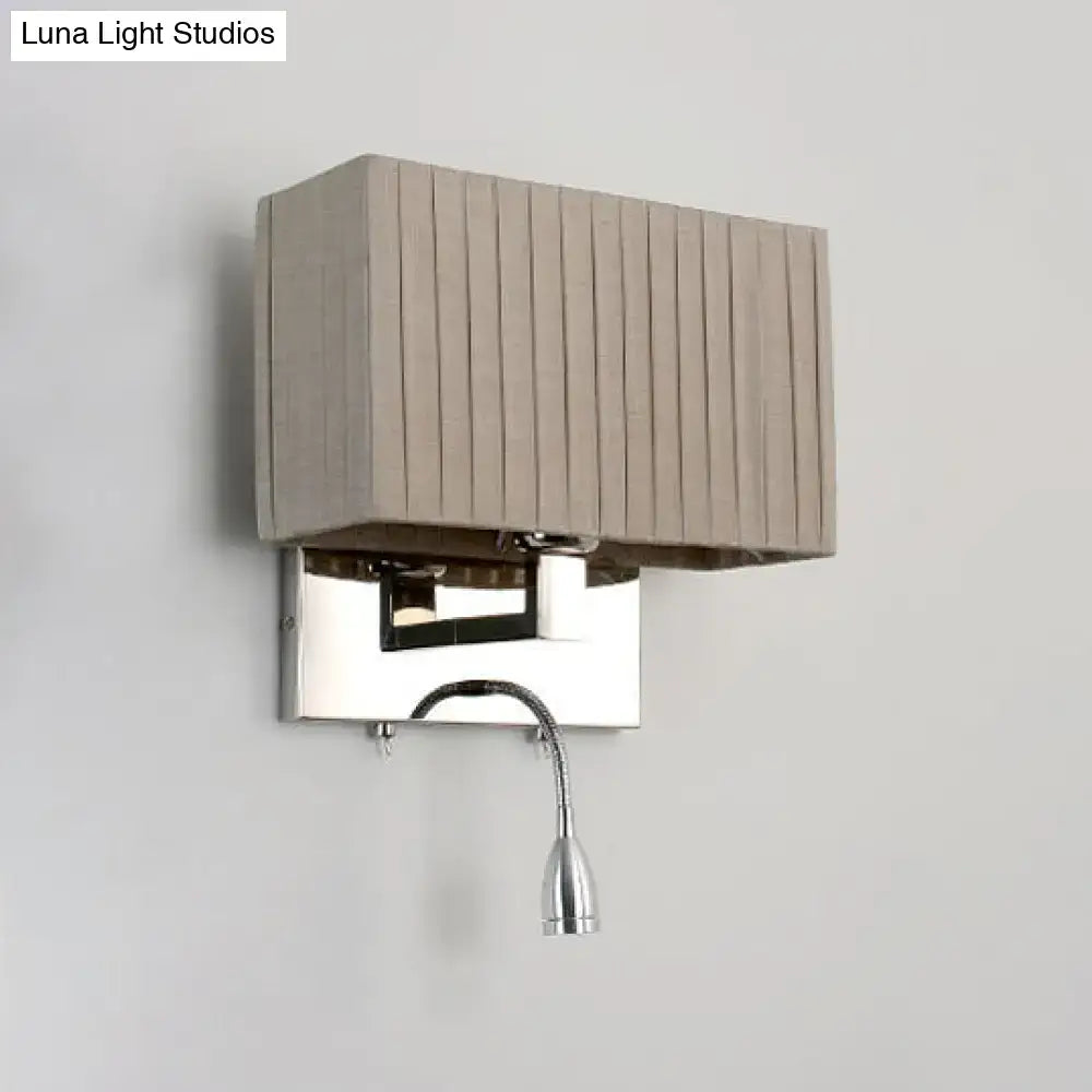 Modern beige fabric rectangle wired electric wall sconce bedroom light