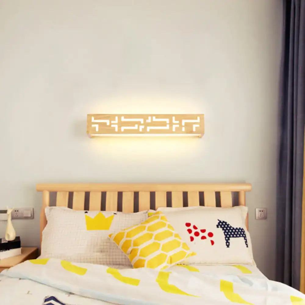 Modern beige geometric wooden wall lamp for bathroom