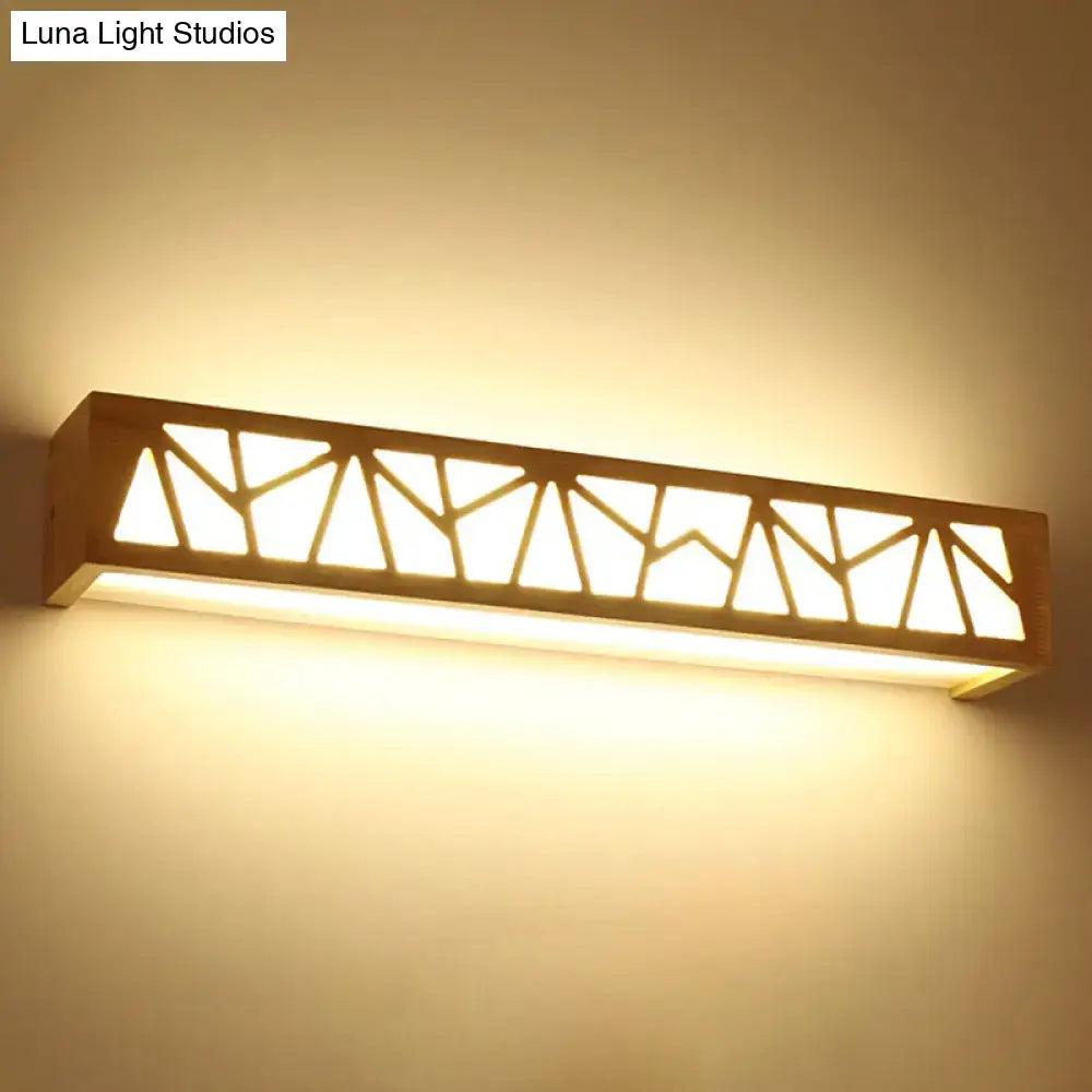 Modern beige geometric wooden wall lamp for bathroom
