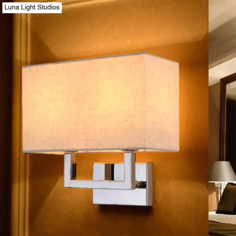 Modern beige rectangular wall sconce bedroom fabric light 110v-120v