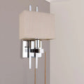 Modern beige ribbed fabric wall sconce with polished chrome frame for bedroom light e12 e14 110v-120v 220v-240v use