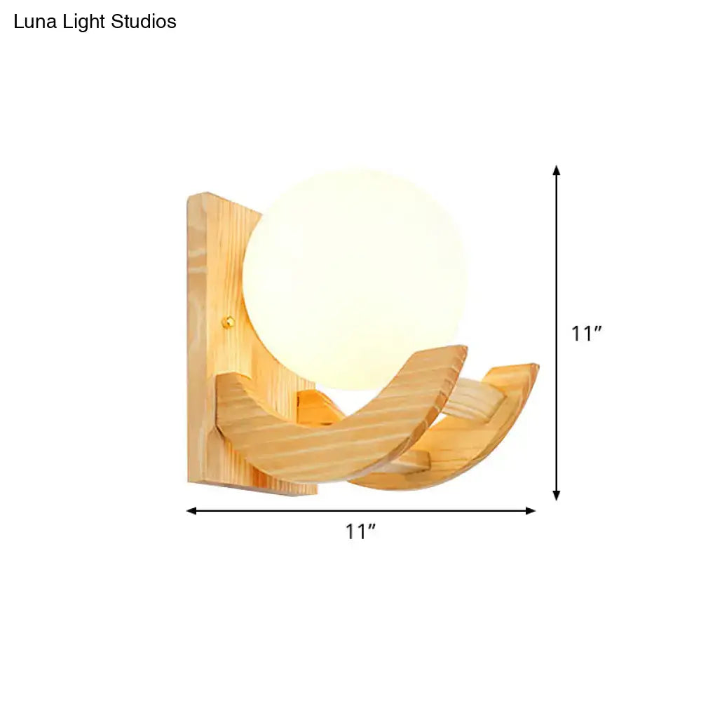 Modern beige wood sconce light fixture bedroom wall lamp