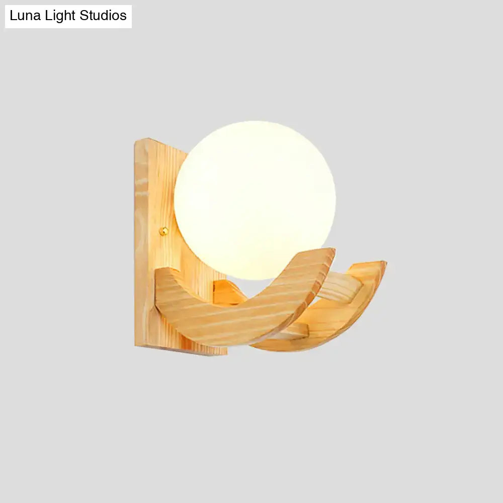 Modern beige wood sconce light fixture bedroom wall lamp