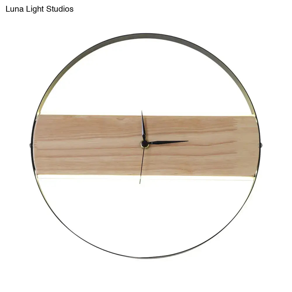 Modern beige wooden led wall clock living room 110v-120v 220v-240v