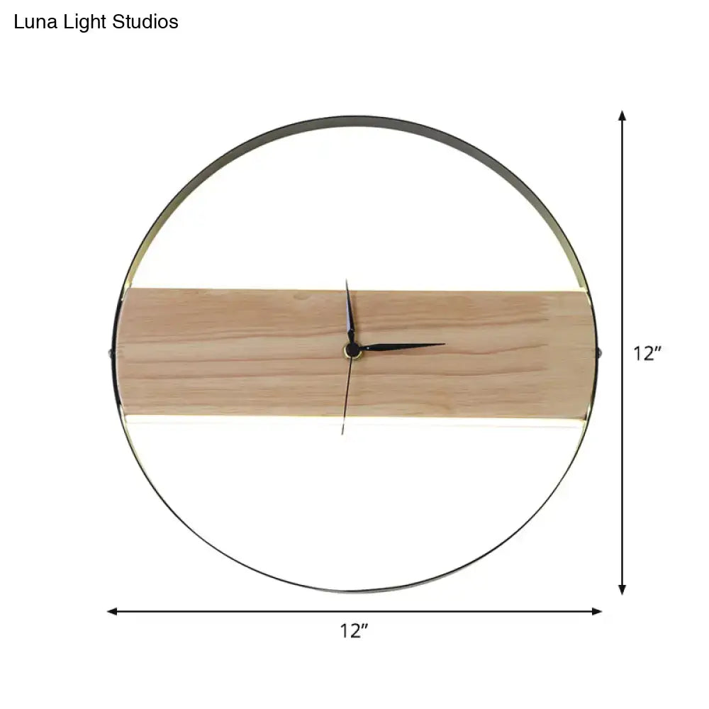 Modern beige wooden led wall clock living room 110v-120v 220v-240v