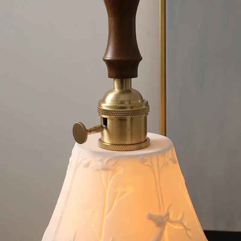Modern bell ceramic led pendant light bedroom deer embossed decor