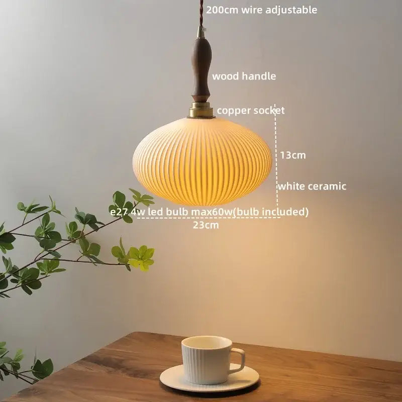 Modern bell ceramic led pendant light bedroom deer embossed decor