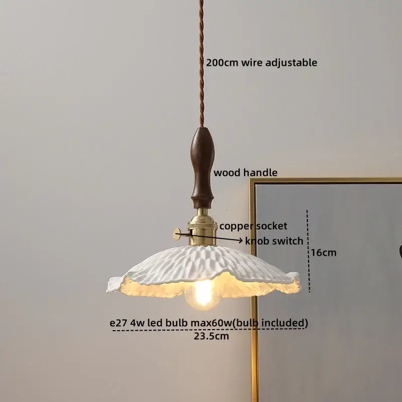 Modern bell ceramic led pendant light bedroom deer embossed decor