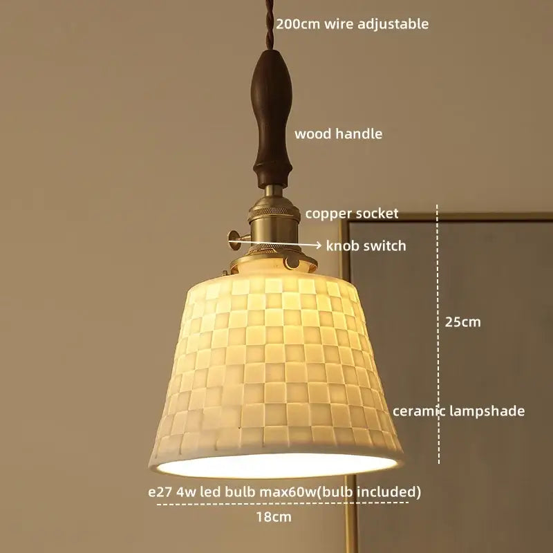 Modern bell ceramic led pendant light bedroom deer embossed decor