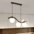 Decorbites modern 3-head black metal pendant lamp with clear white frosted ball shade hanging and white ceramic bird decor