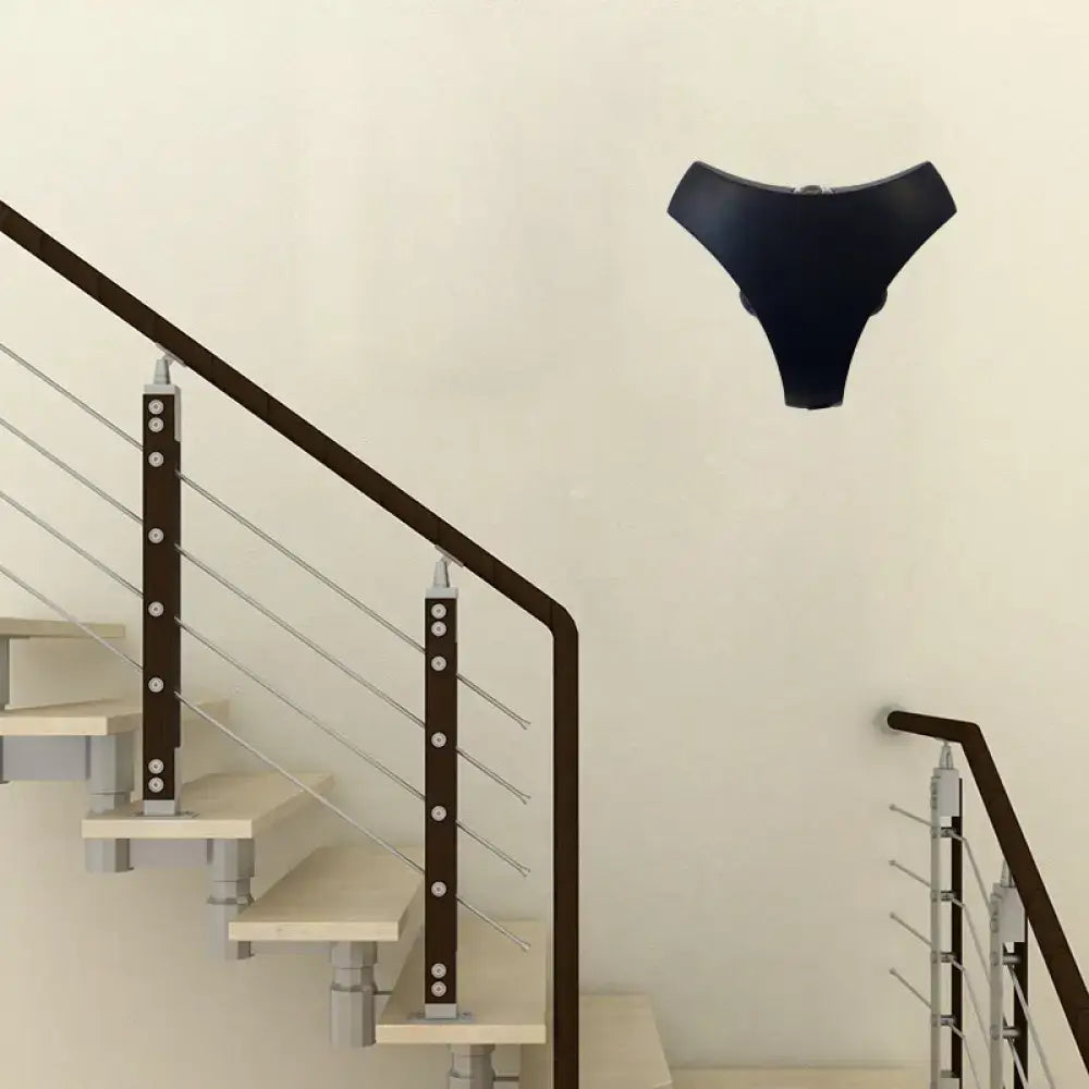 Modern black 3-light stairway sconce with triangle aluminum shade
