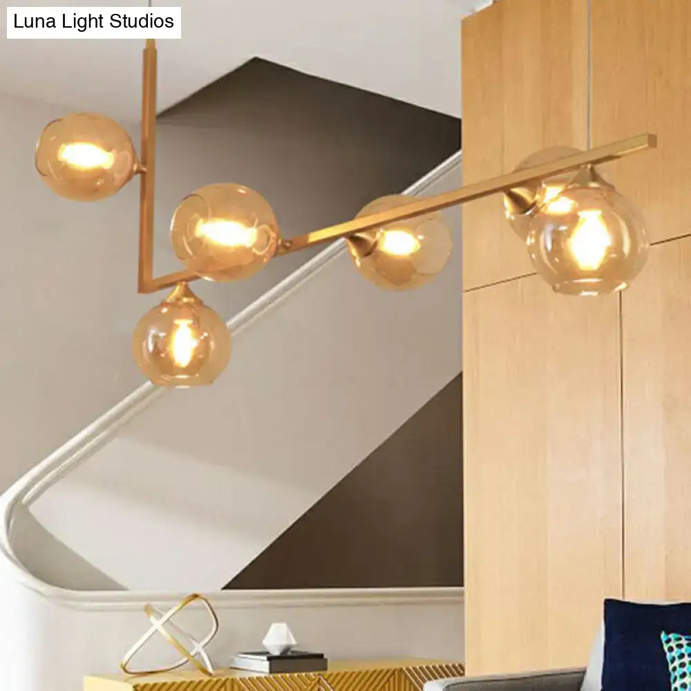 Modern black 5-head globe ceiling light dining room chandelier