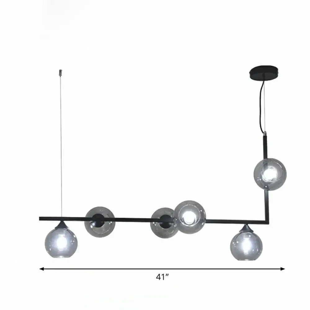 Modern black 5-head globe ceiling light dining room chandelier
