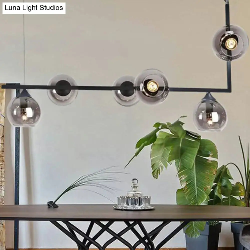Modern black 5-head globe ceiling light dining room chandelier