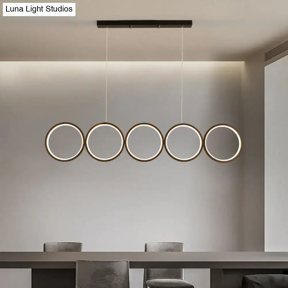 Modern black 5 ring led pendant light dining room hanging island