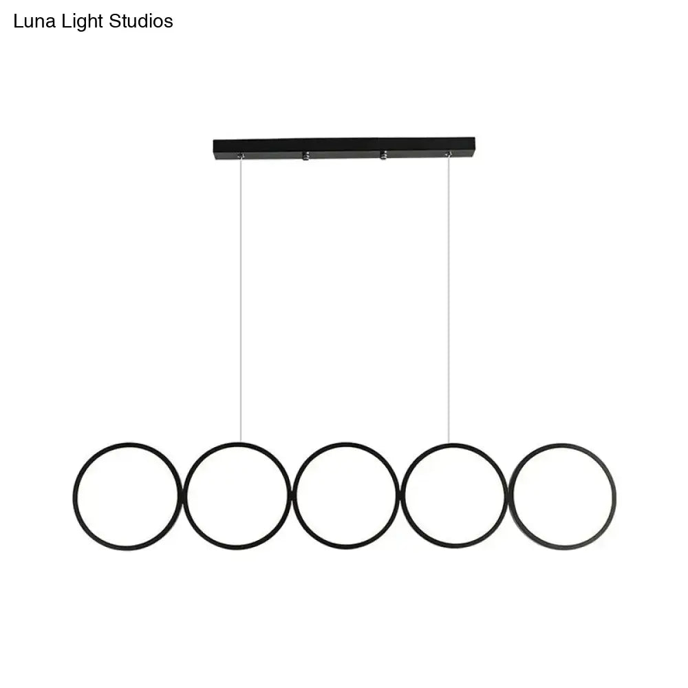 Modern black 5 ring led pendant light dining room hanging island