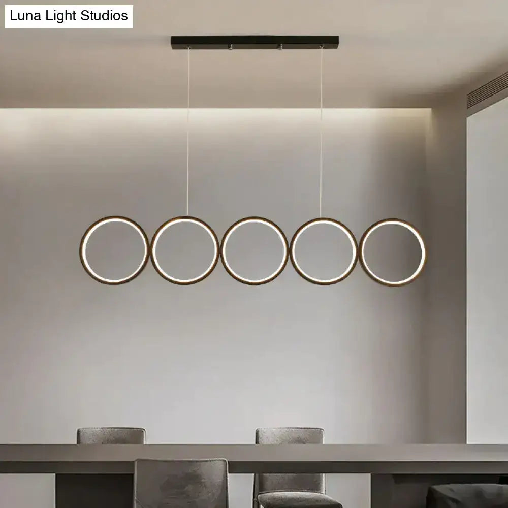 Modern black 5 ring led pendant light dining room hanging island