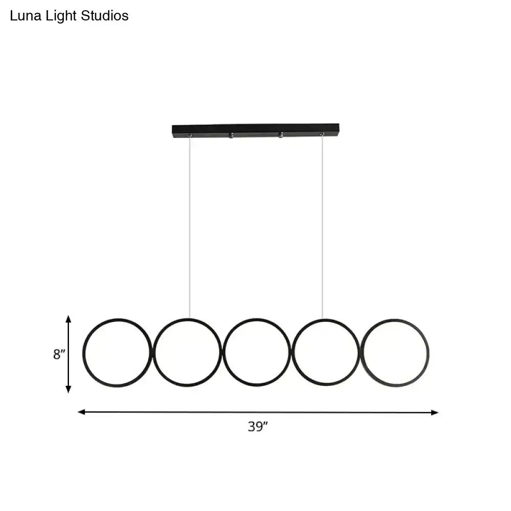 Modern black 5 ring led pendant light dining room hanging island