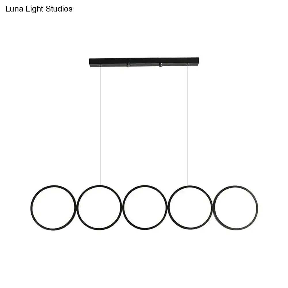 Modern black 5 ring led pendant light dining room hanging island