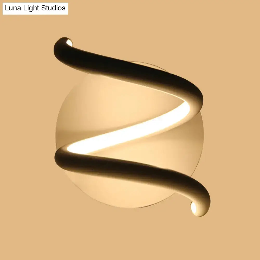 Modern black acrylic spiral sconce bedroom light fixture