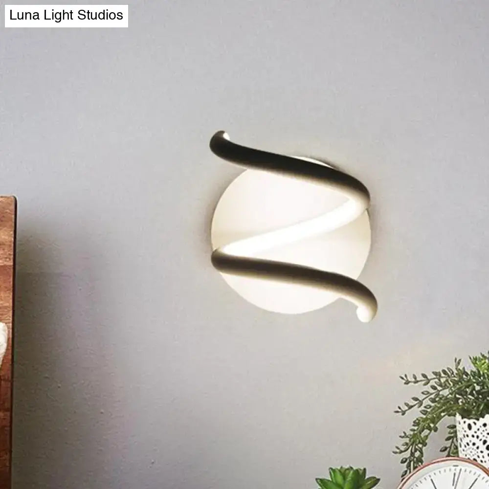 Modern black acrylic spiral sconce bedroom light fixture