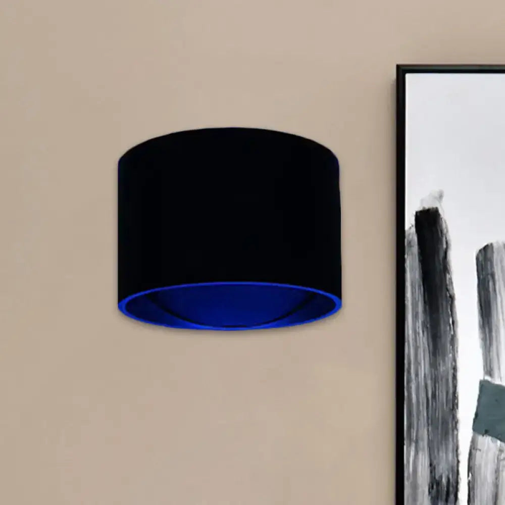 Modern black and blue velvet circle wall light bedroom kit