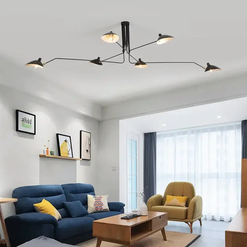 Modern black and brass cone pendant light for dining room