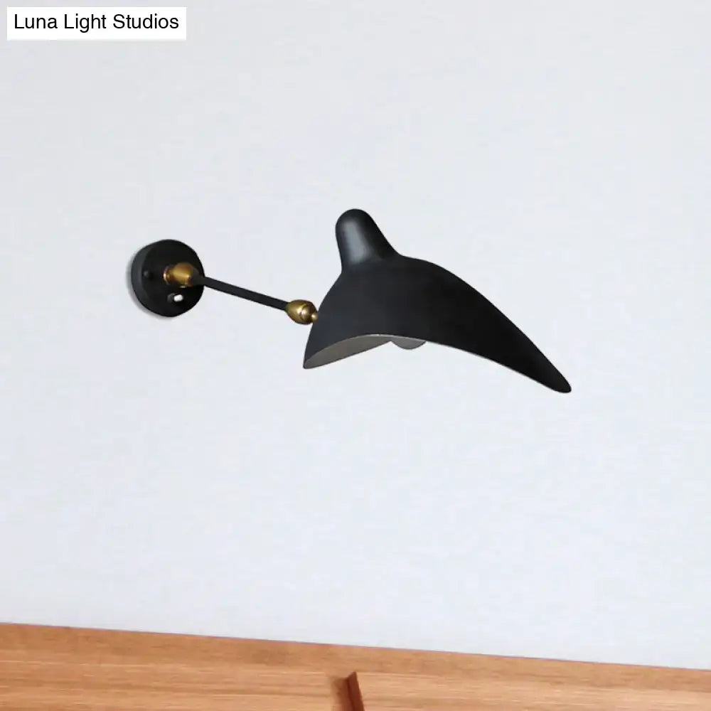 Modern black and brass duckbill wall lamp – living room metallic shade