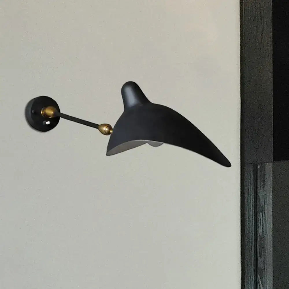 Modern black and brass duckbill wall lamp – living room metallic shade