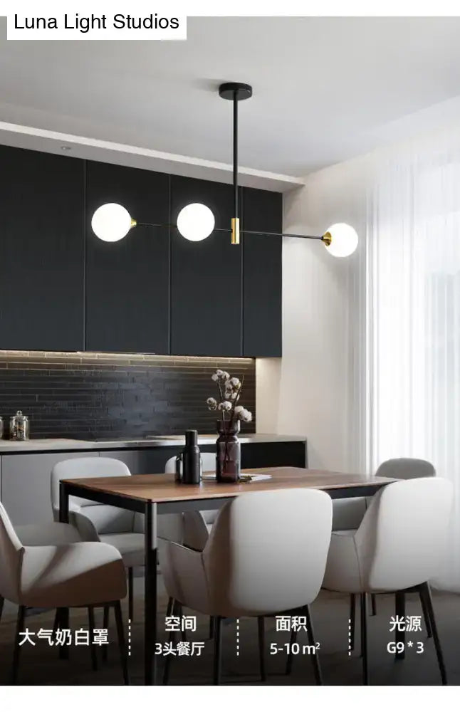 Modern black and brass metal island pendant – dining room chandelier