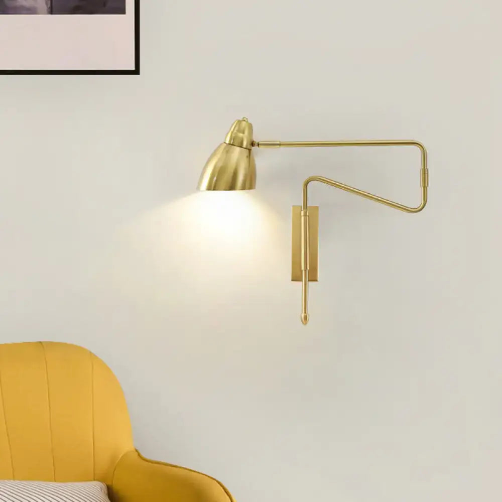 Modern black and brass task wall light for bedroom or studio