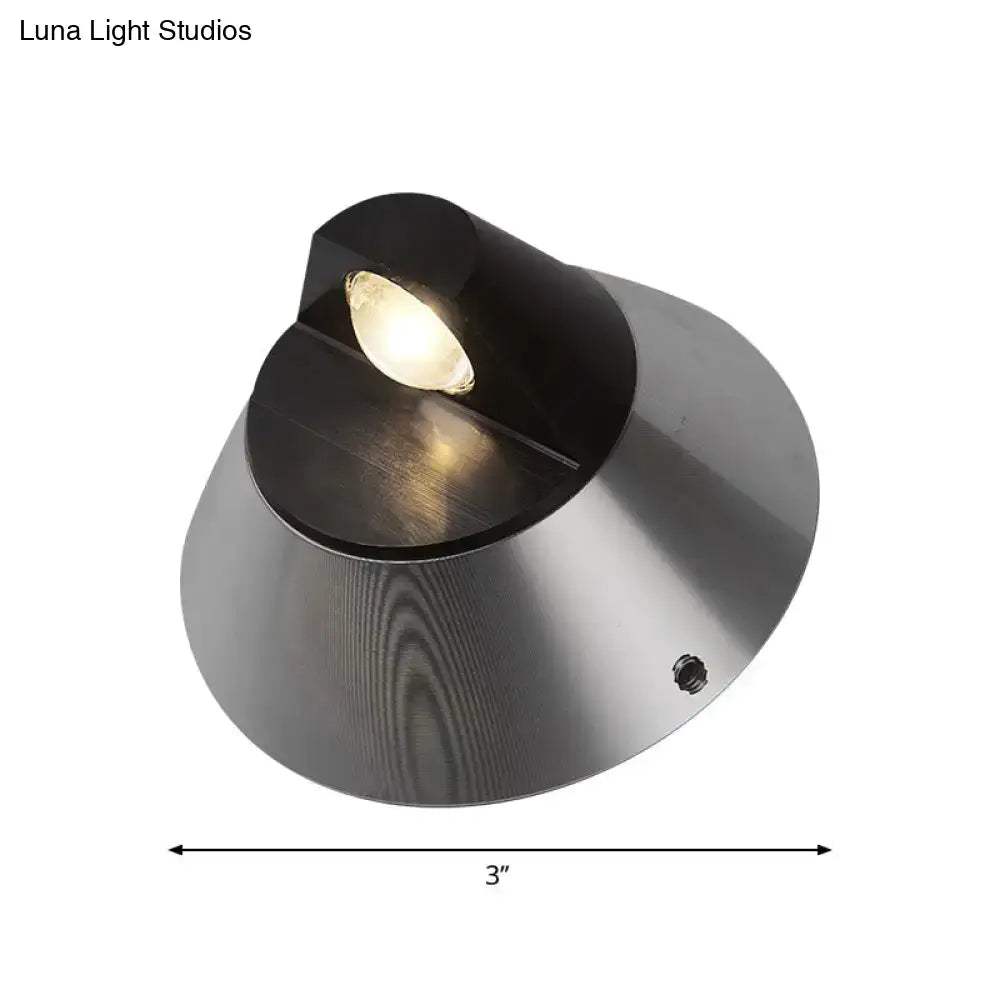 Modern black and brushed steel conical wall light – corridor sconce
